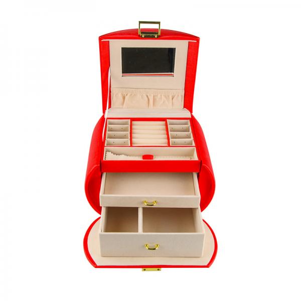 Quality Red MDF Jewelry Gift Boxes Bulk Packaging PU Leather Jewelry Organizer Case for sale