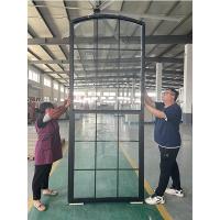 China Custom Large UPVC Single Hung Window Black Glass Grid Top Curve French Windows for sale