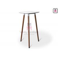 China 2ft White MDF Restaurant Bar Tables H100cm With Solid Wood Legs for sale