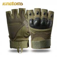 China Green Khaki Black Leather PU Half Finger Tactical Gloves Nylon factory