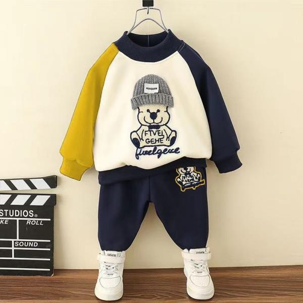 Quality Teddy Bear Print 100 Cotton Baby Children Clothing Set No Hood for sale