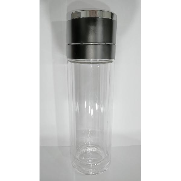Quality Largesize Glass Water Bottle Stainless Steel Push Opening With Cloth Sleeve Pouch for sale