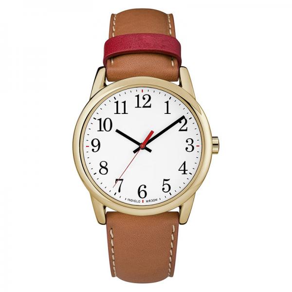 Quality Multiapplication Quartz Battery Wristwatches , Brown Leather Wrist Watch for sale