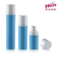 China 15ml 30ml 50ml Round Shape Blue Color Pp Airless Bottle For Skin Care And Serum With White Cap factory