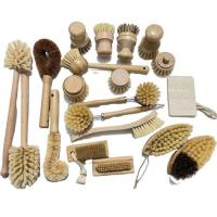 china Natural Sisal Bristles Wood Bathroom Scrub Brush Bamboo Toilet Cleaning Brush