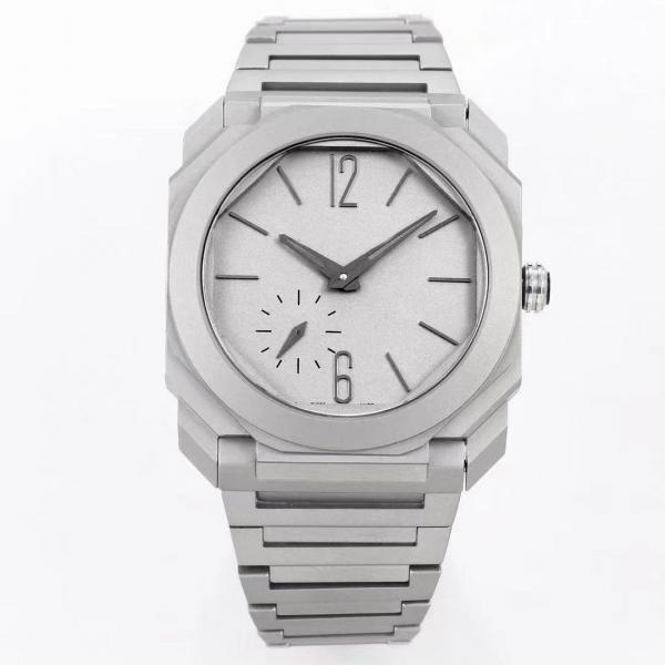 Quality Silver Case Stainless Steel Wrist Watches 20mm Band Width Fold Over Clasp for sale