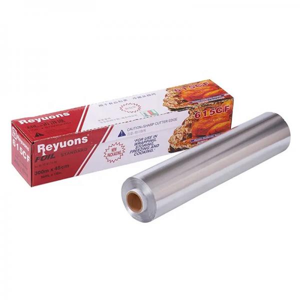 Quality Food Grade Kitchen Cooking Aluminum Foil Roll With Plastic Holder Metal Blade for sale