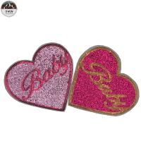 china Heart Custom Embroidered Logo Patches , Cute Handmade Embroidered Patches