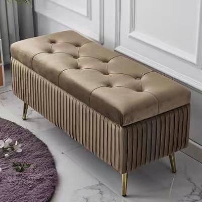 Quality Custom Luxury Leather Footstool Ottoman Design Bed End Stool For Hotel Bedroom for sale