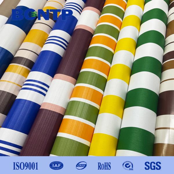 Quality Waterproof PVC Stripe Tarpaulin 2.7m Width For Outdo Or Awning for sale
