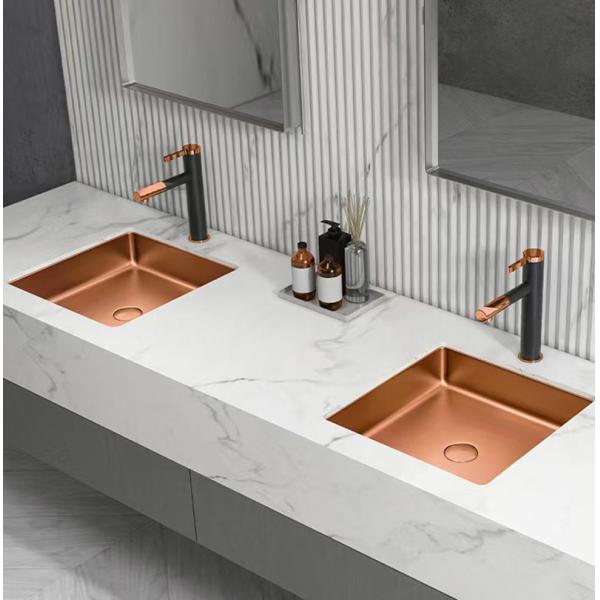 Quality Brushed SUS304 Square Vessel Sink , Undermount Bathroom Basin Sinks for sale