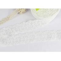 China Floral Bridal Embroidered Lace Trim For Wedding Dress , White Cotton Net Lace Trim factory