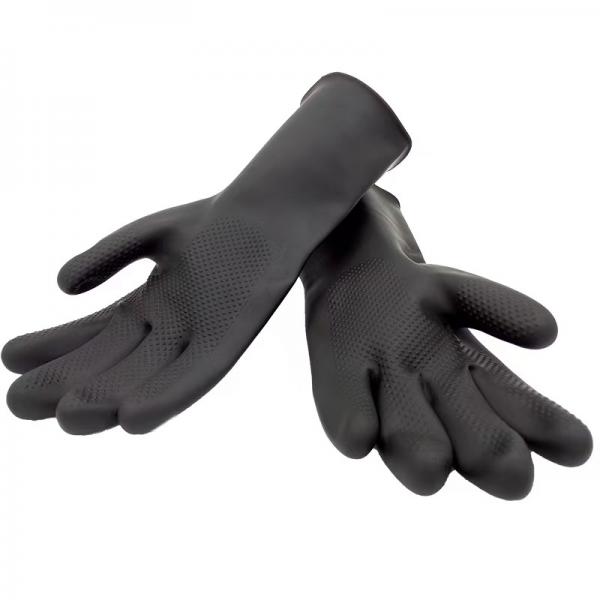 Quality Latex Heavy Duty Industrial Rubber Gloves Solvent Resistance Flock Lined Rubber Gloves for sale