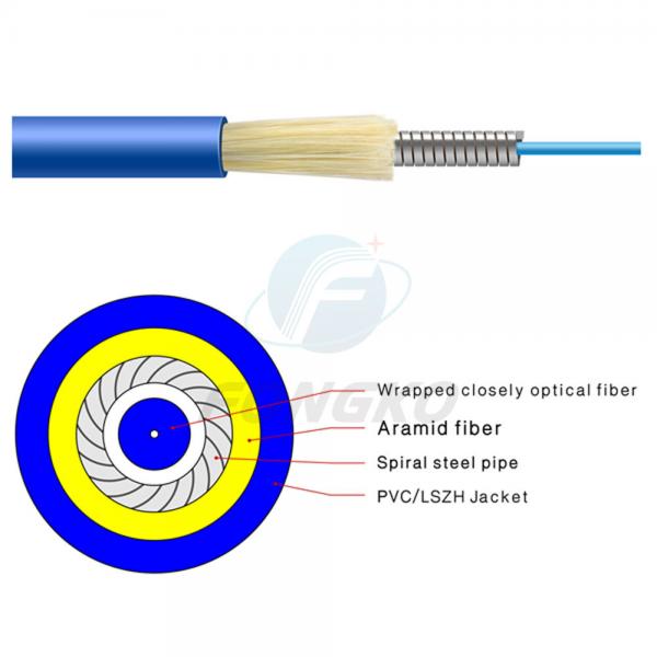 Quality Single Mode Simplex Armored Optical Fiber Cable GJSFJV With PVC Jacket for sale
