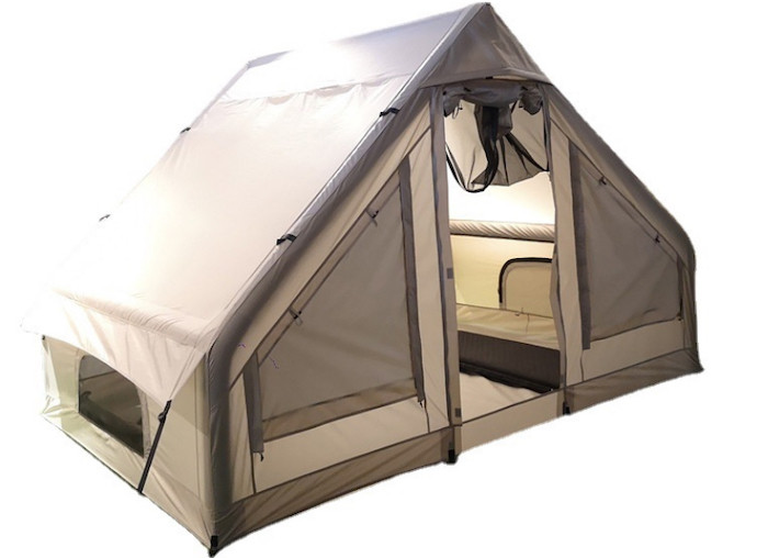 China 300X200X200CM Canvas Inflatable Glamping Tent House Double Layer Beige Cotton factory