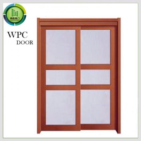 Quality WPC Interior Soundproof Glass Office Door , PVC Double Sliding Glass Doors for sale