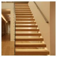 China Solid Wood Floating Staircase , Timber Steps Indoor Wood Stairs factory