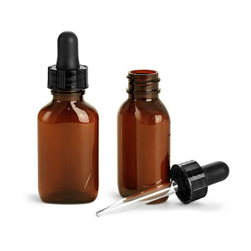 Quality Food Grade 30ml Amber Glass Dropper Bottles , Glass Vials With Dropper Round Shape for sale