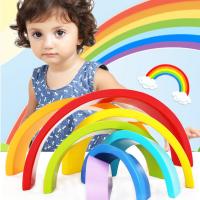 China Colorful Rainbow Building Block Creative Educational For Kids Silicone Stacking Toys factory