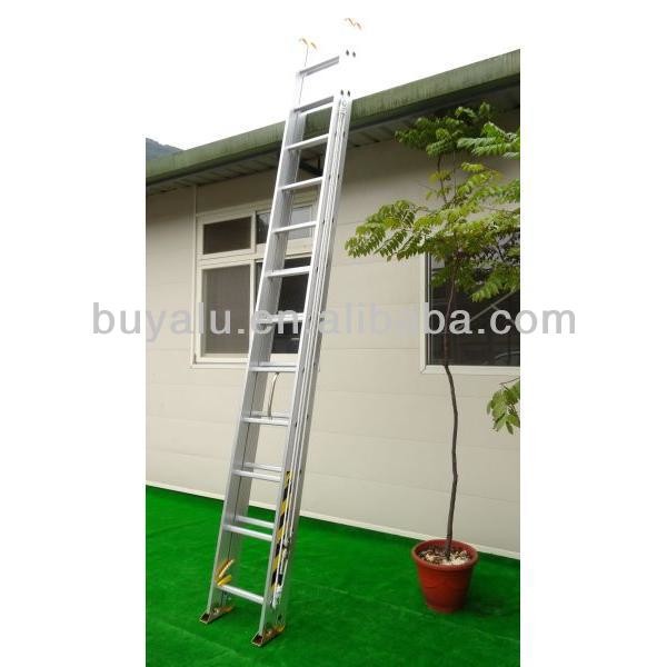 Quality Two Sections Aluminum Extendable Ladder Silver Anodized Industrial Ladders for sale