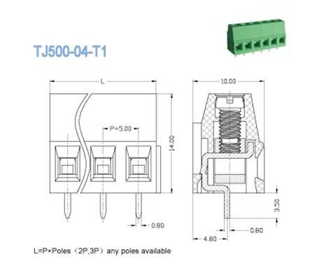Quality 5.0mm PCB Terminal Block Connectors - Terminals 2P-24P Screw Clamp Terminal for sale