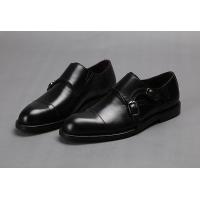 China Black Mens Monk Strap Shoes , Goodyear Leather Shoes With Buckle factory