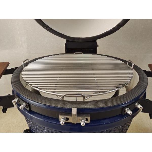 Quality 21.5 Inch SGS Charcoal Kamado Grill , Dark Blue Ceramic Smoker Grill for sale