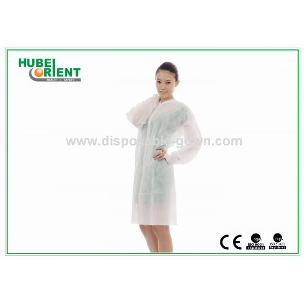 Quality Disposable PP/Non-Woven/SMS/tyvek lab coat With Snaps For Hospital Nursing for sale