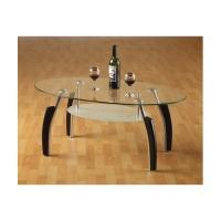 China oval glass and wood coffee table xymct-027 for sale