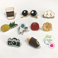 China Pineapple cloud sunglasses Tomato book ice cream shape  positioning vintage crown brooch pin for clothes factory