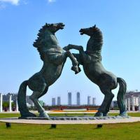 China Huge japanese green jumping bronze horse statue garden public factory