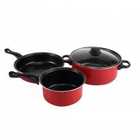 China Red 4 Piece Cast Iron Cookware Set Iron Non Stick For Kitchen factory