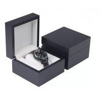 China Customized Black Matte Single Watch Boxes Pu Leather Square Wooden factory