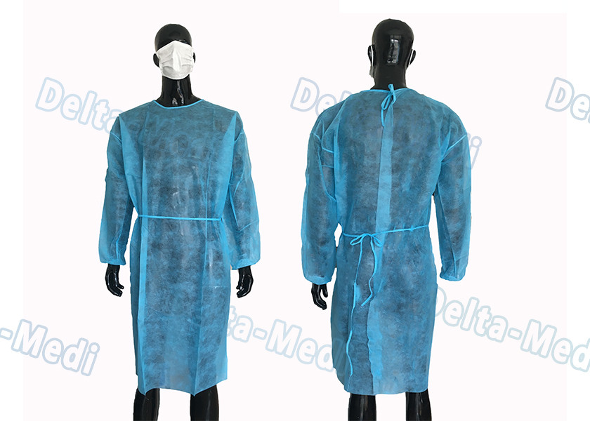China Blue PP Long Sleeve Hospital Disposable Isolation Gowns Anti Dust For Lab / Industry for sale