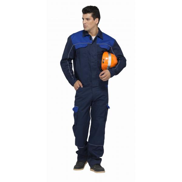 Quality Safety Industrial Work Uniforms Navy / Royal Blue Two Colors With Reflective Piping for sale