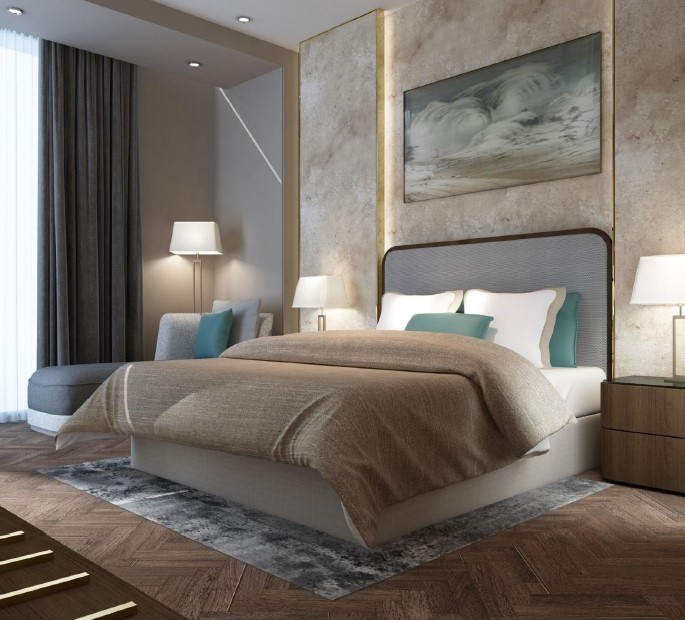 China Dubai Luxury Hotel Style Bedroom Furniture Modern Design Metal Frame factory