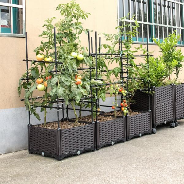 Quality Double Layer 71cm High Plastic Garden Boxes Outdoor Plastic Planter Boxes for sale