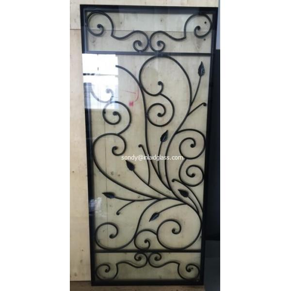 Quality 8X8 MM Front Iron Doors With Glass Inserts Wrought Iron Erosion Resistance 1.8m for sale