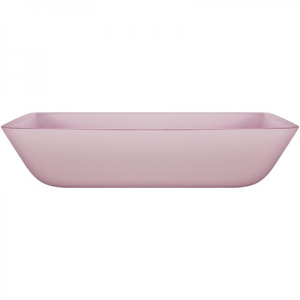 Quality Pink Bathroom Countertop Basins Rectangular Tempered Glass Acid Matt for sale