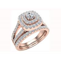 China 0.79CT 79PCS Diamond Engagement Wedding Rings Double Halo Style Cushion Shape factory
