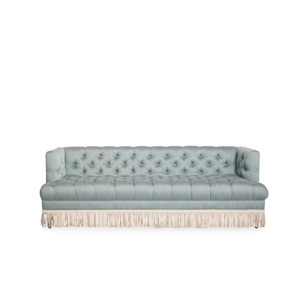 Quality New Design Classics Style Living Room Sofa  3 Seater Grey Velvet Fabric Sofa With Fashionable Tasseles for sale