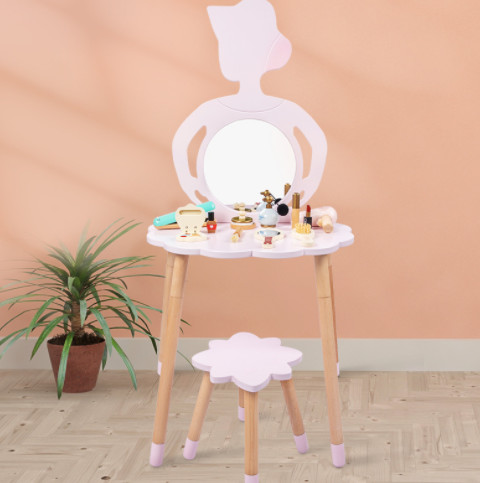 China Cross-border wooden simple girls' dressing table girls' beech dressing table children's family education parent-child factory