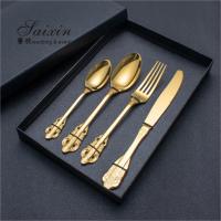 China SX-GP-012  Luxury vintage stainless steel knife fork spoon 4pieces set cutlery for wedding dinner party factory