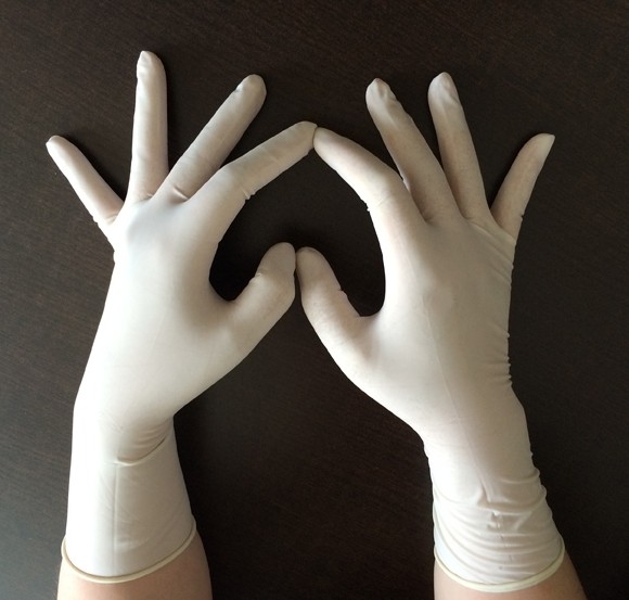 Quality Elastic Long Cuff Disposable Surgical Gloves , Disposable Latex Examination Gloves for sale