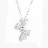 China 1.73g Sterling Silver Cubic Zirconia Pendant Heart Bow Shape factory