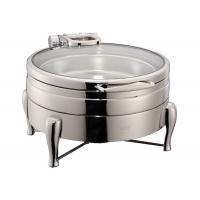 China YUFEH Stainless Steel 304# Hydraulic Induction Chafing Dish Buffet Food Warmer Soup Station W/ Round Glass Lid for sale
