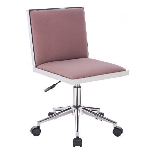 Quality Strong Steel Frame Velvet Upholstered Swivel Office Chair Adjustable Chrome Leg And Castors for sale