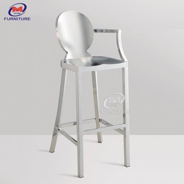 Quality Modern Stainless Steel Bar Height Chairs Stools With Arms Round Back 5KG for sale