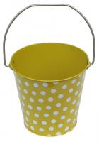 China Recyclable Metal Tin Bucket With Handle And White Dots On Body , Solid Color Inside factory