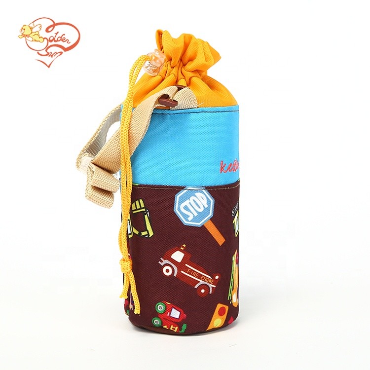 China Infants Travel Embroidered Fire Engine Kids Water Bottle Holder factory